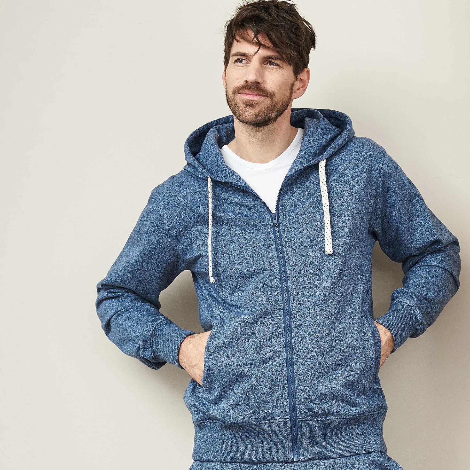 LIVING CRAFTS Cameron | Hoodie-Jasje Wolkenblauw Melange Discount