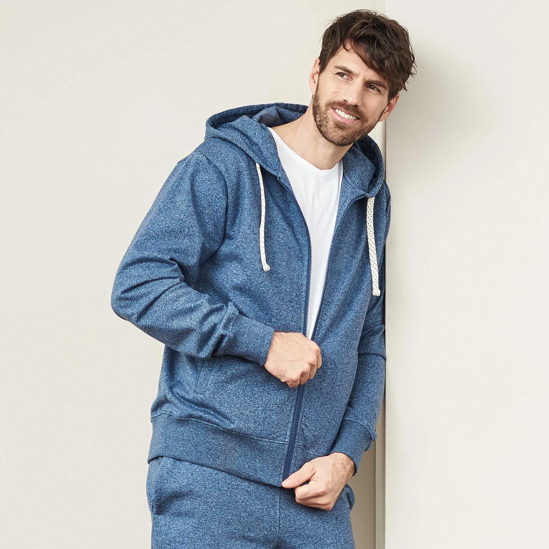 LIVING CRAFTS Cameron | Hoodie-Jasje Wolkenblauw Melange Discount