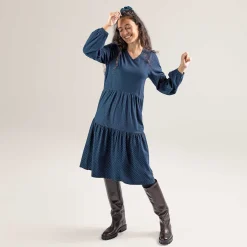LIVING CRAFTS Filippa | Jurk Indigo-Patch Best Sale