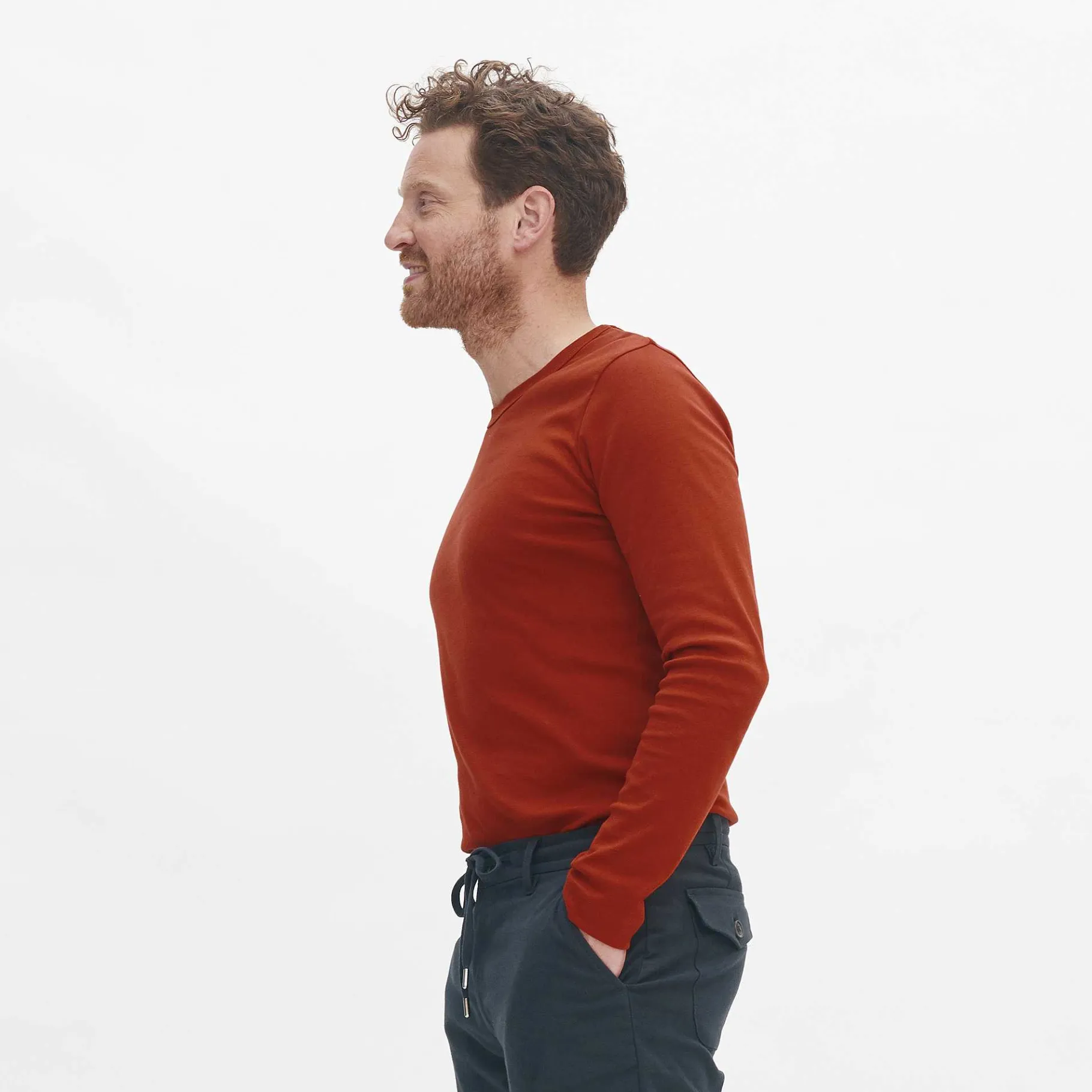 LIVING CRAFTS Leandro | Tshirt Met Lange Mouwen Verbrande Baksteen Fashion