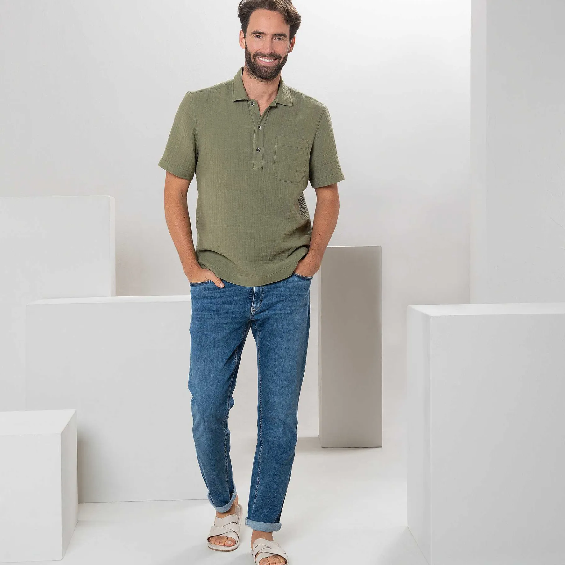 LIVING CRAFTS Miquel | Poloshirt Licht Kaki Best