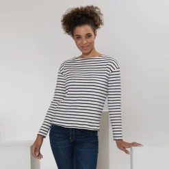 LIVING CRAFTS Muriel | Tshirt Met Lange Mouwen Marine/Natuurlijk Online