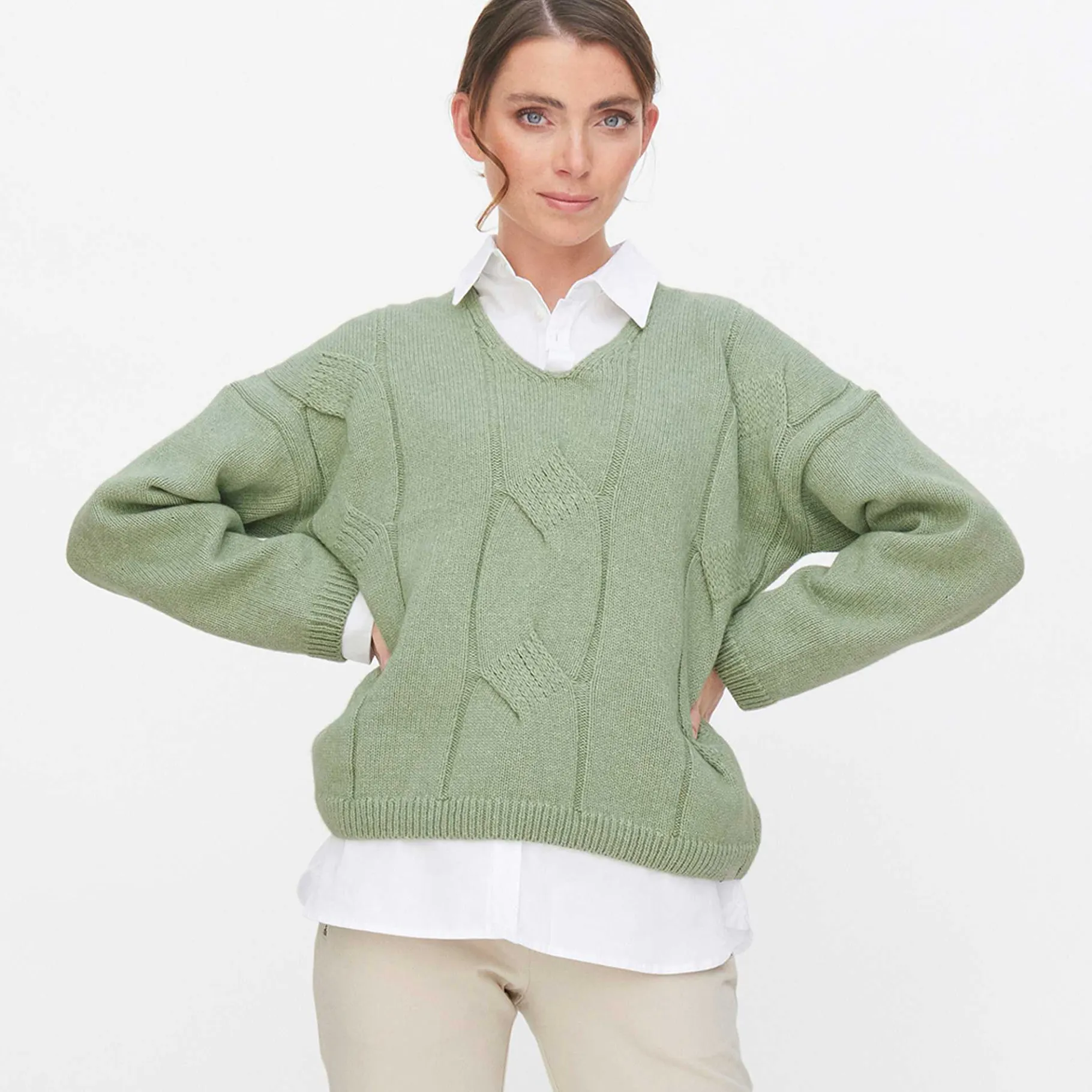 LIVING CRAFTS Neele | Trui Mistig Groen Fashion