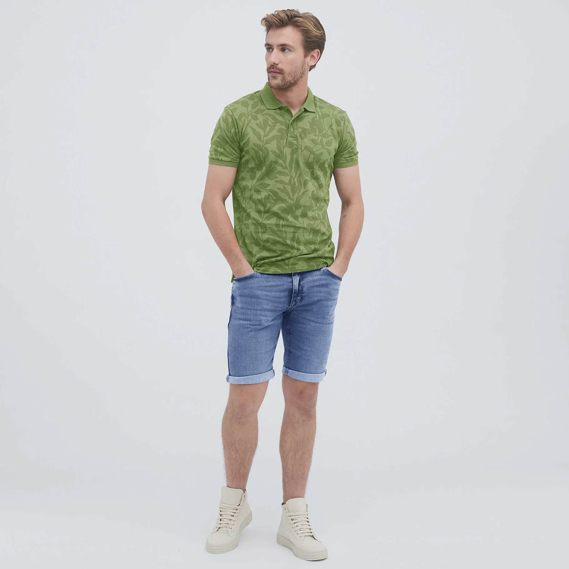 LIVING CRAFTS Onofrio | Poloshirt Bladeren/Olijf Store