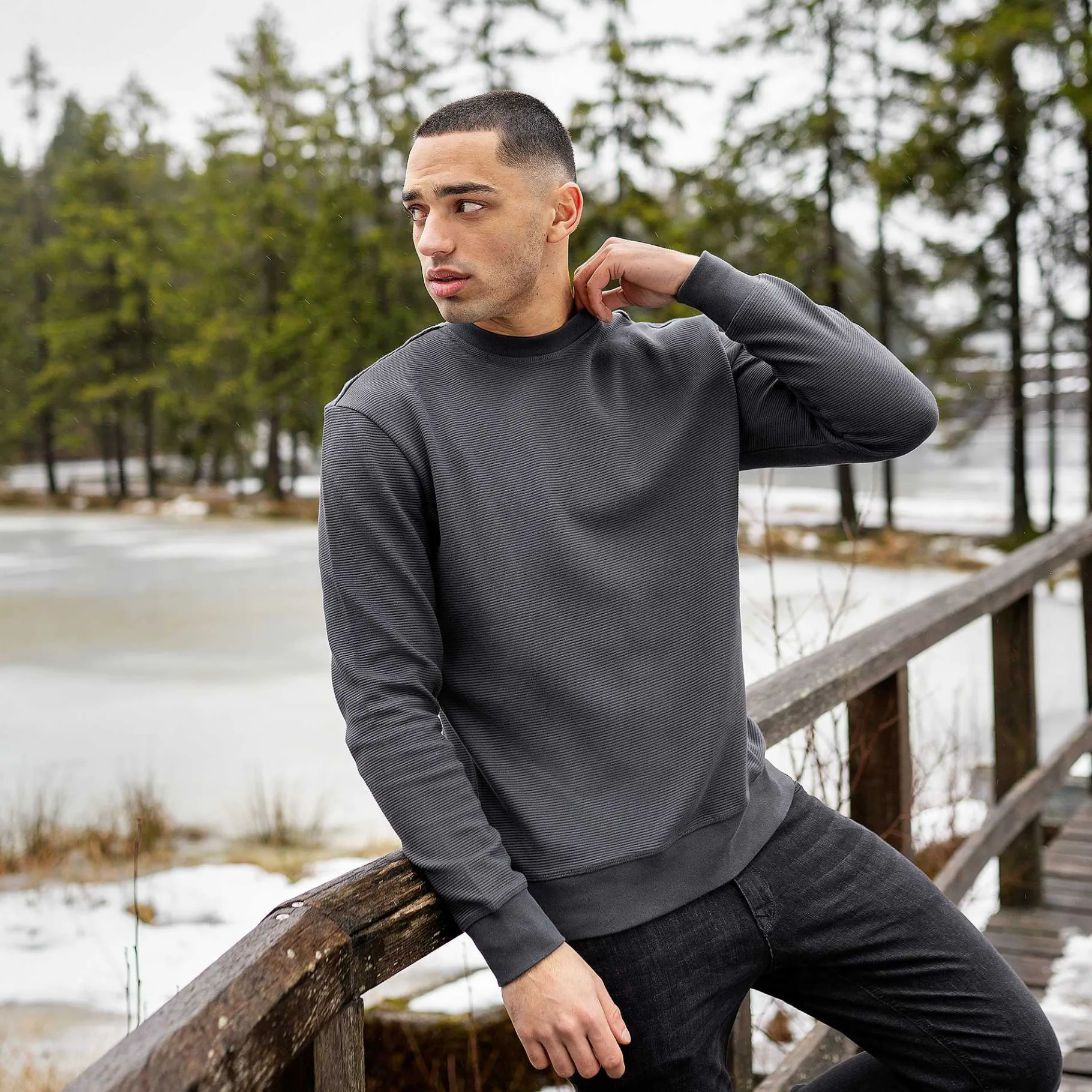 LIVING CRAFTS Pacou | Uniseks Sweatshirt Grafiet Outlet