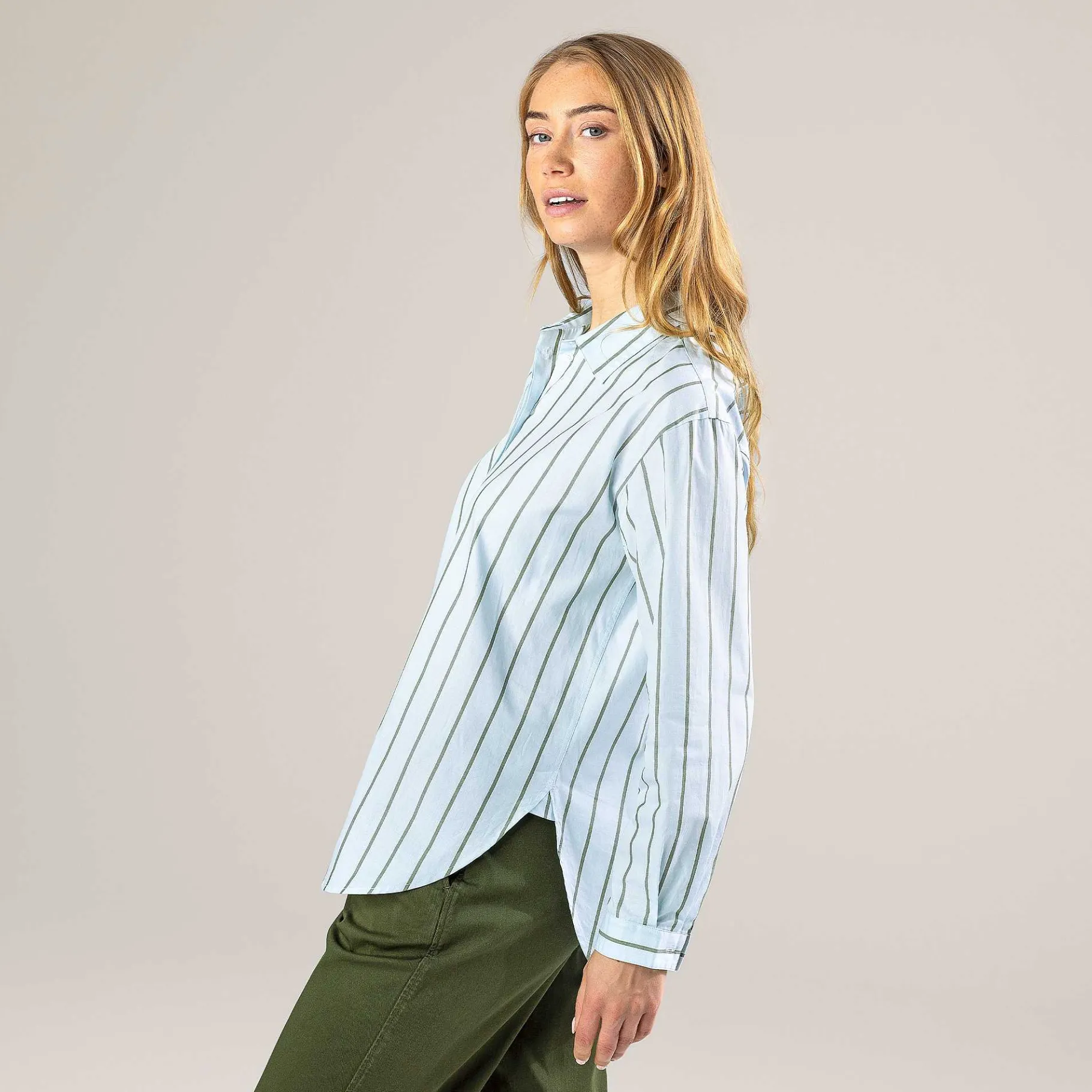 LIVING CRAFTS Patricia | Shirt Blauw/Olijf Discount