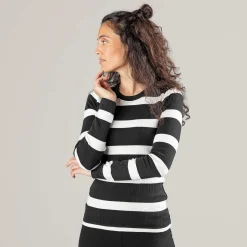 LIVING CRAFTS Paula | Tshirt Met Lange Mouwen Zwart/Creme Hot