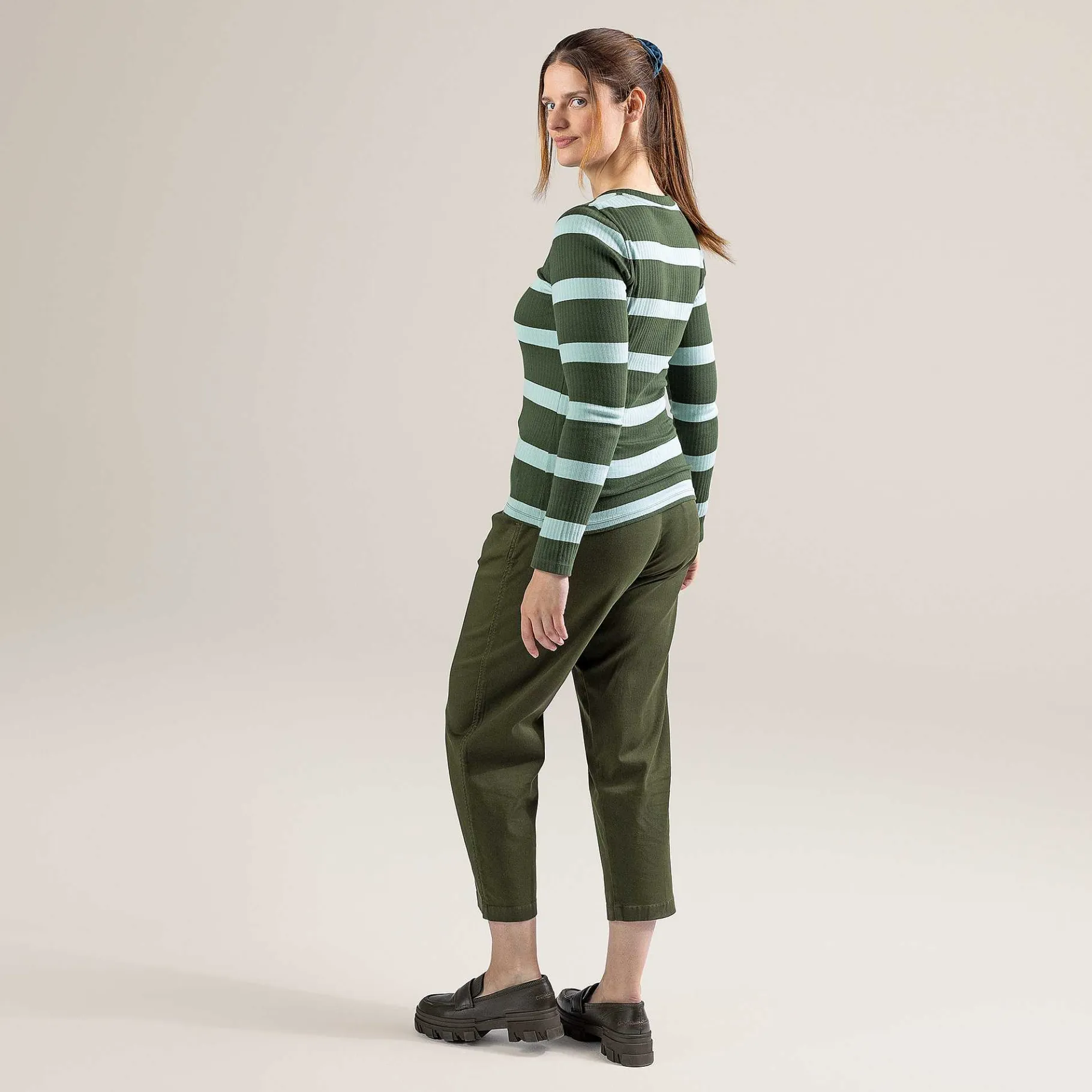 LIVING CRAFTS Paula | Tshirt Met Lange Mouwen Donker Olijf/Eucalyptus Hot