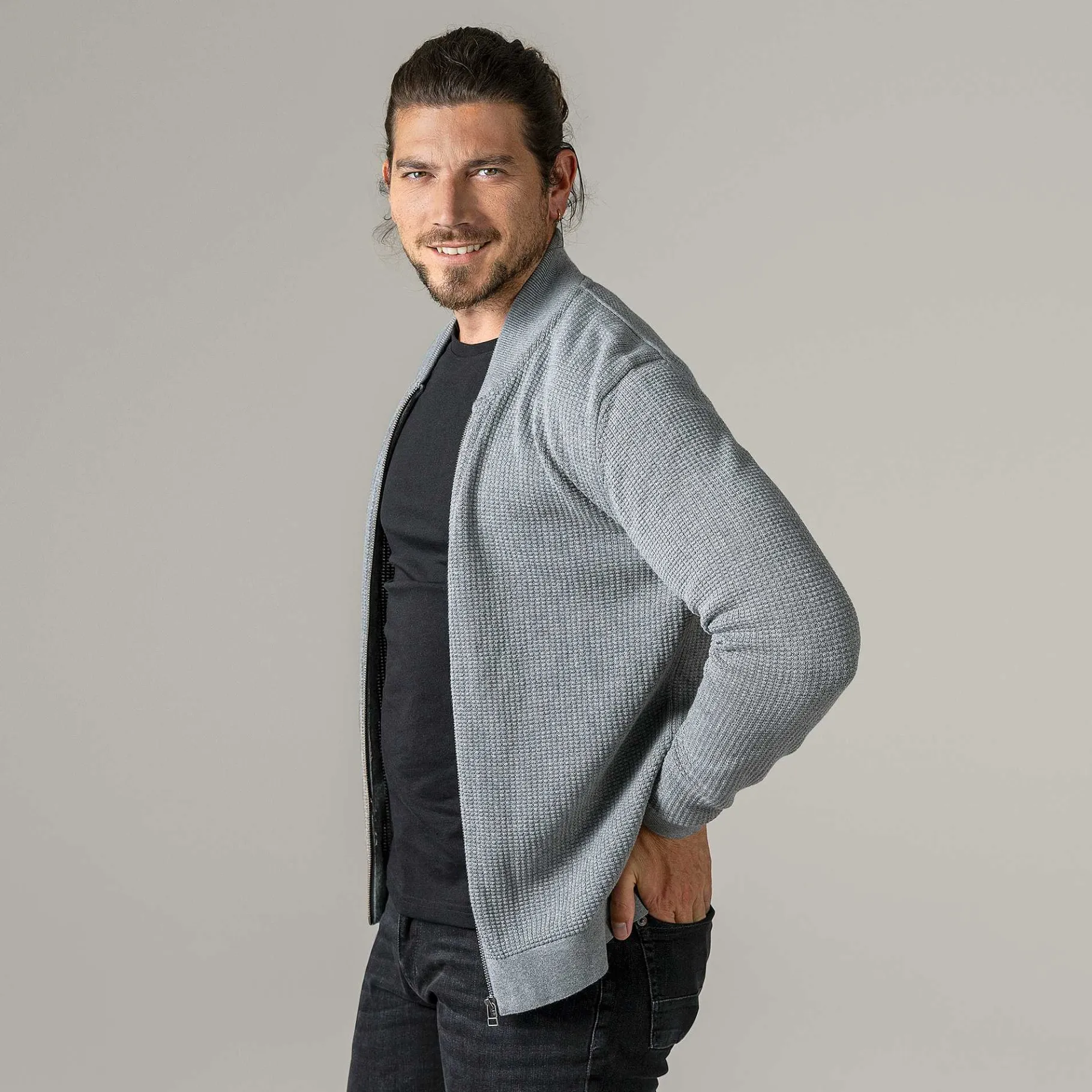 LIVING CRAFTS Pavo | Vest Grijs Gemeleerd Discount