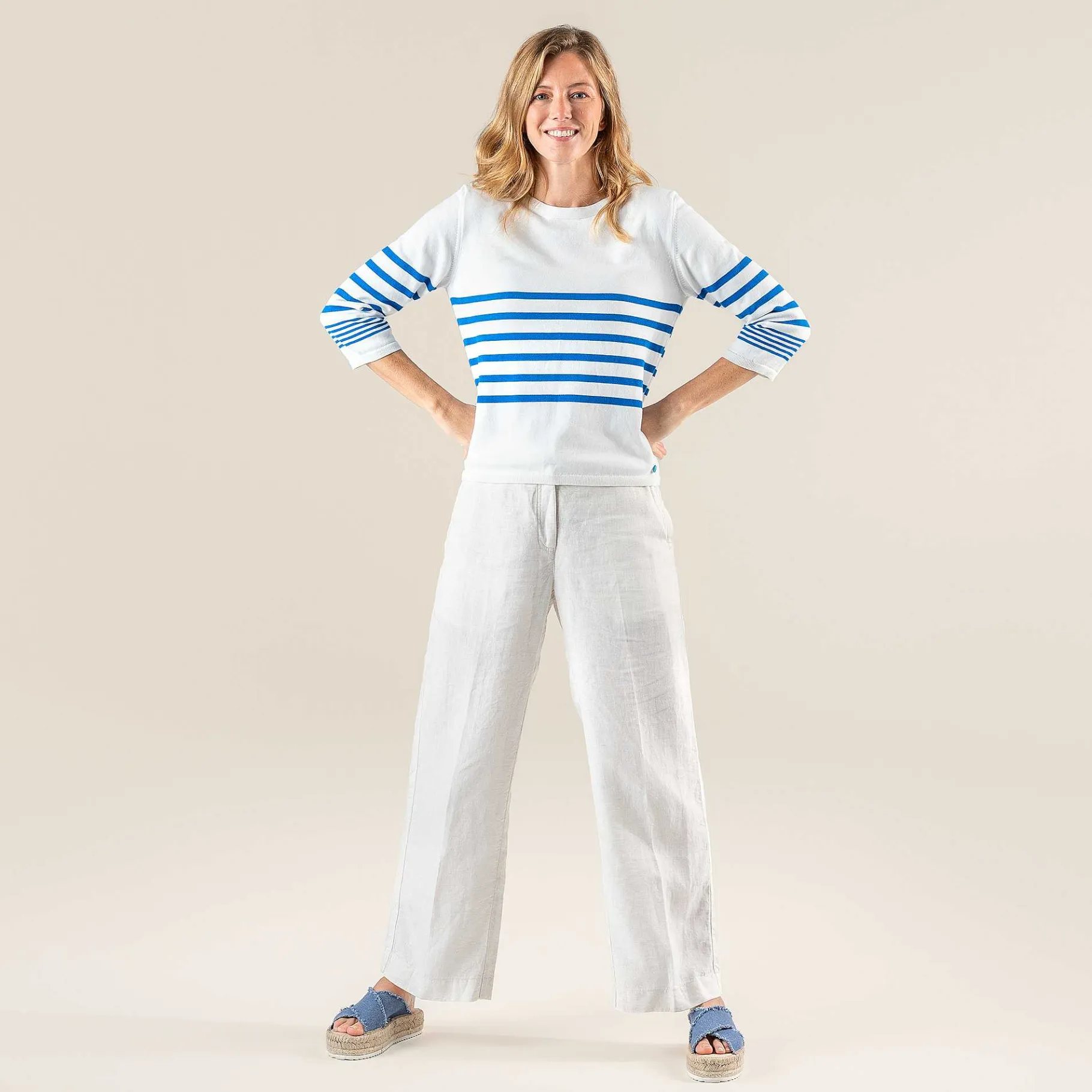 LIVING CRAFTS Romina | Trui Azuurblauw/Wit New