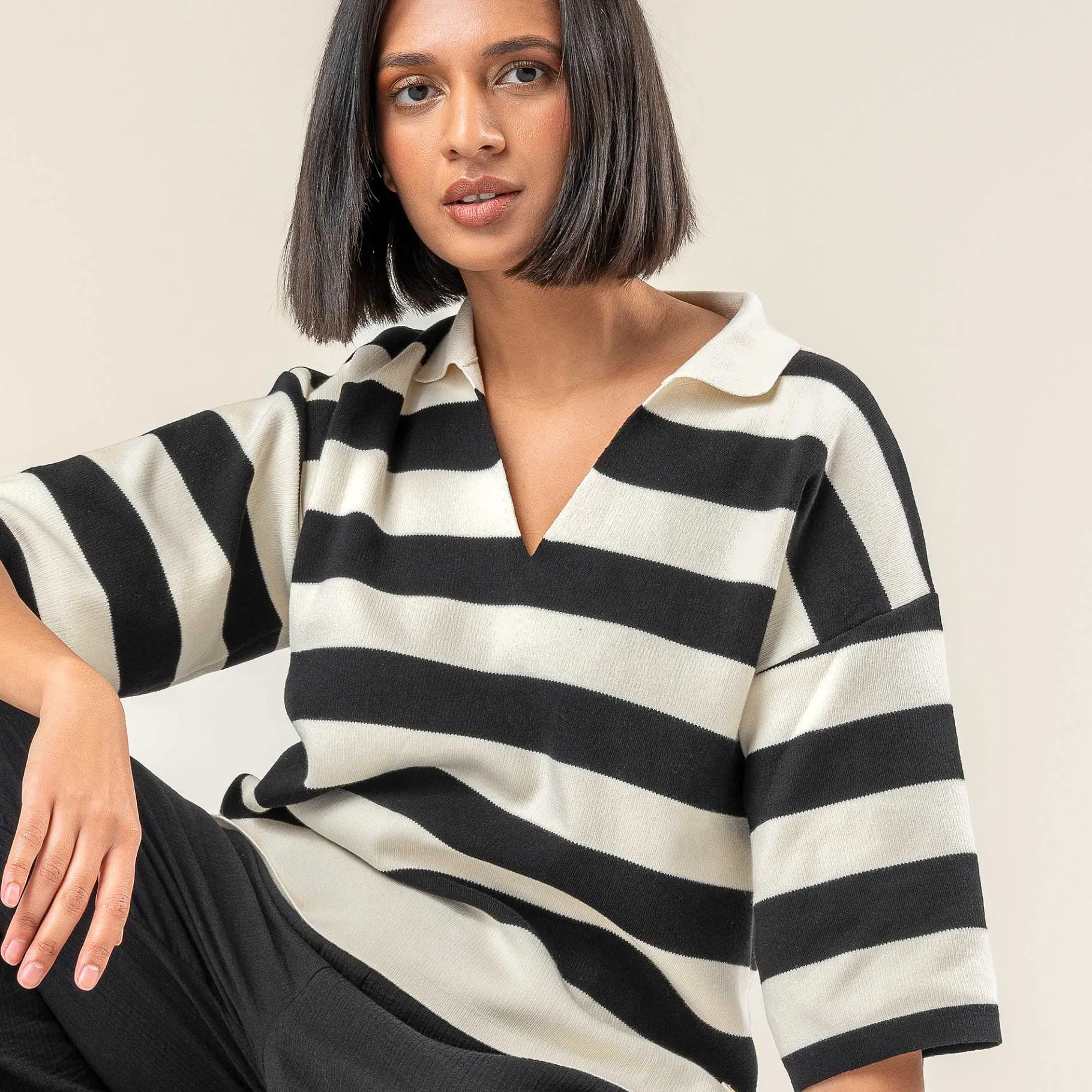 LIVING CRAFTS Romy | Trui Zandschelp/Zwart Flash Sale