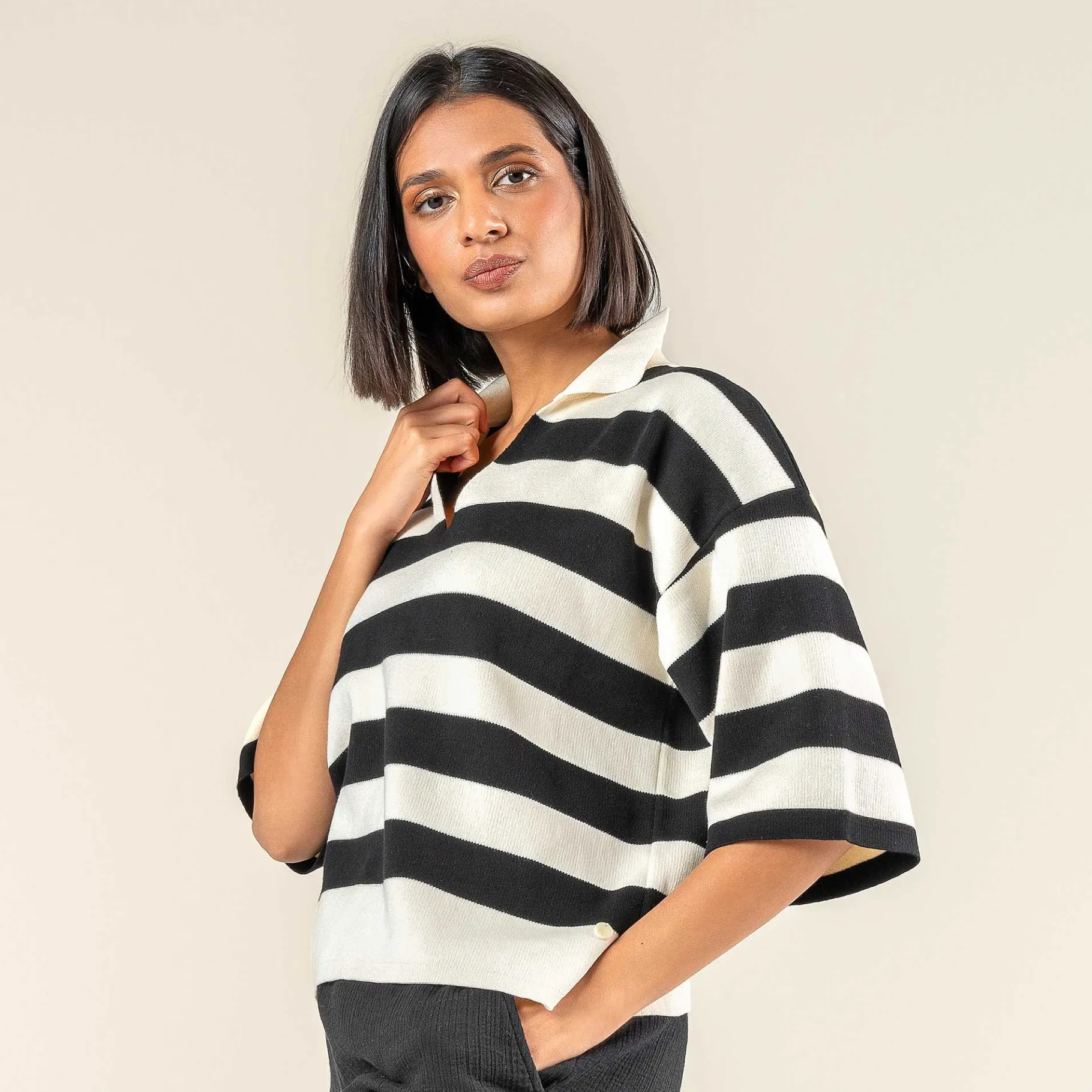 LIVING CRAFTS Romy | Trui Zandschelp/Zwart Flash Sale