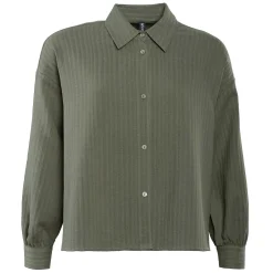 LIVING CRAFTS Waargebeurd Verhaal Beline | Seersucker-Blouse Khaki Outlet