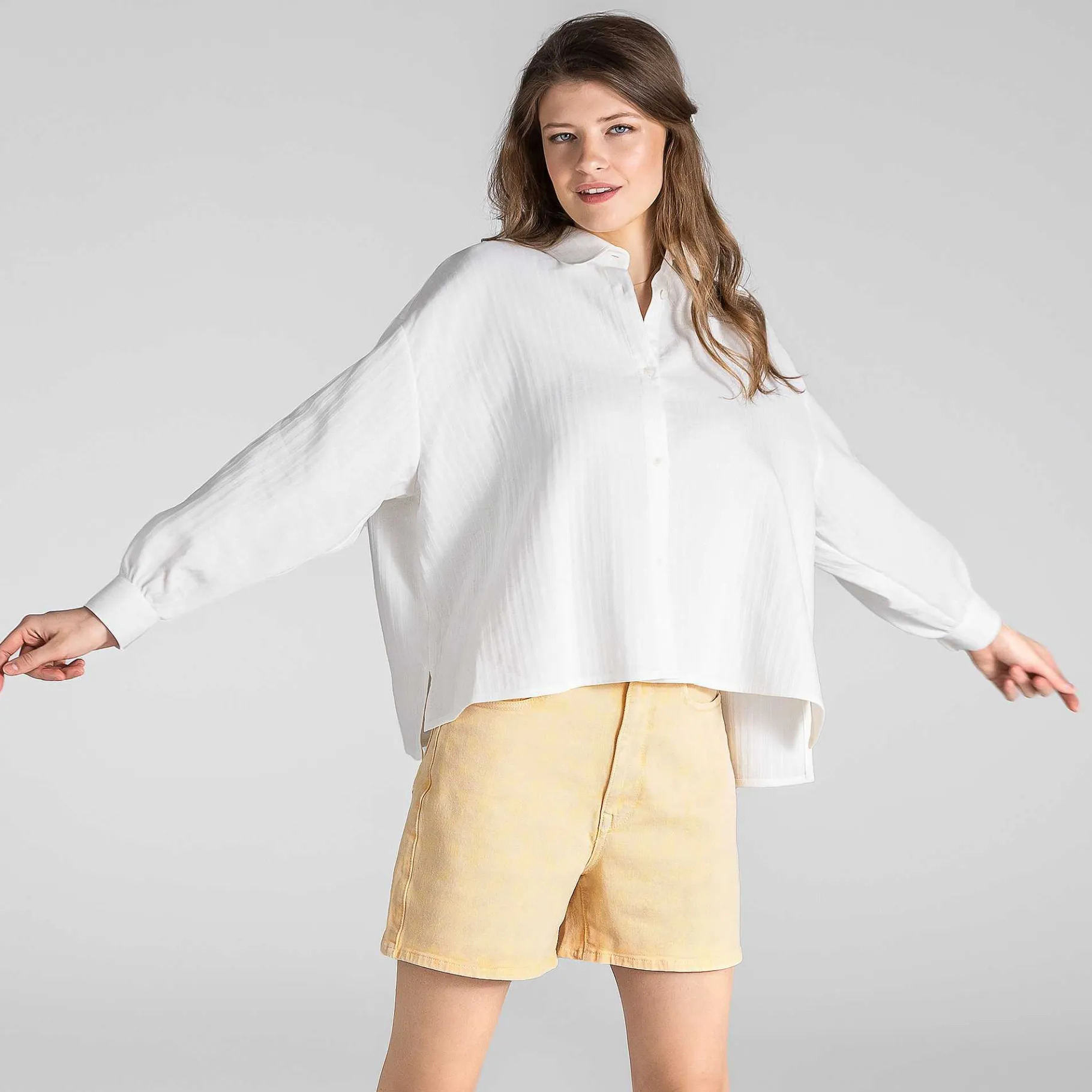 LIVING CRAFTS Waargebeurd Verhaal Beline | Seersucker-Blouse Wit Clearance