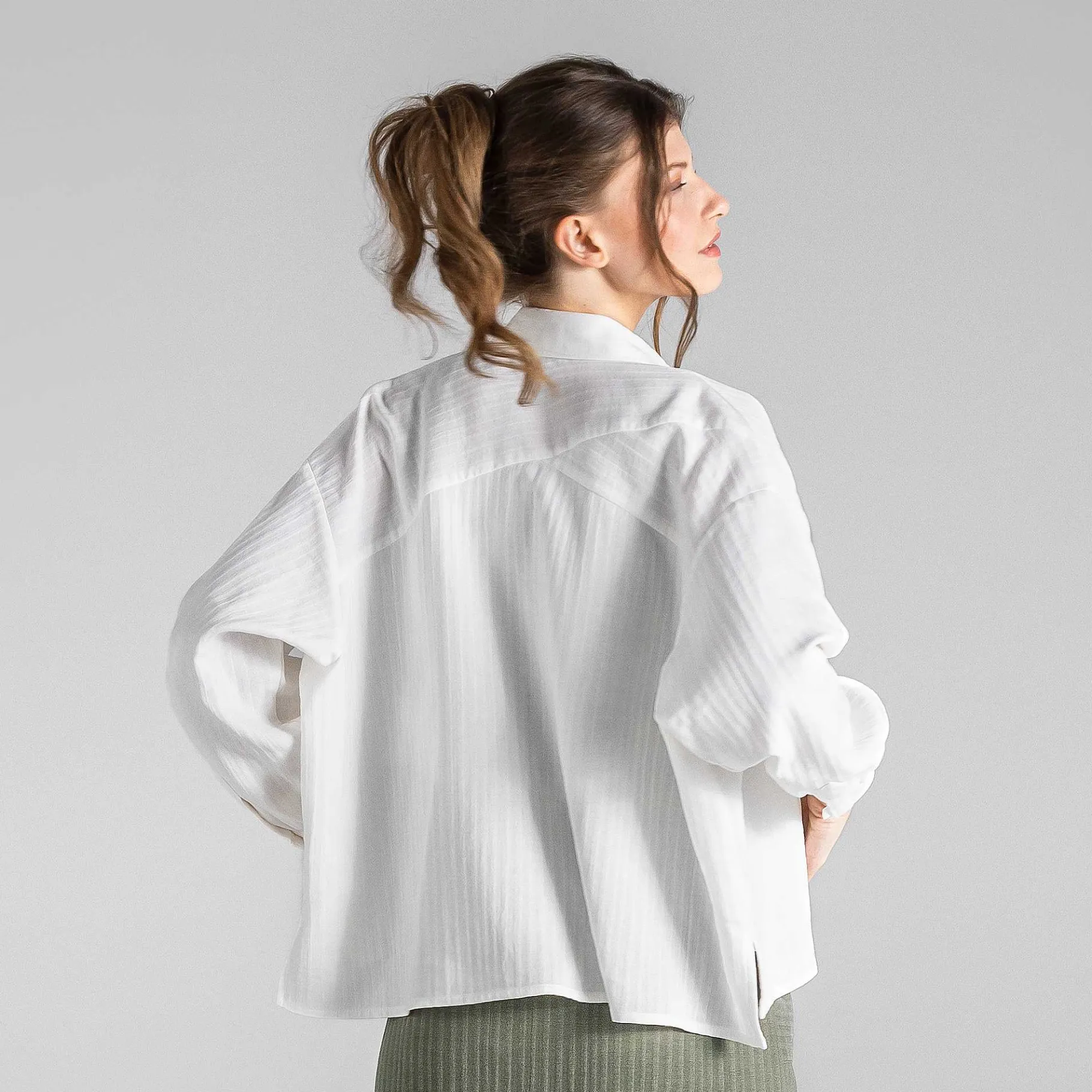LIVING CRAFTS Waargebeurd Verhaal Beline | Seersucker-Blouse Wit Clearance