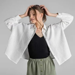 LIVING CRAFTS Waargebeurd Verhaal Beline | Seersucker-Blouse Wit Clearance