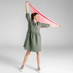 LIVING CRAFTS Waargebeurd Verhaal Bloswen | Seersucker-Jurk Khaki Best